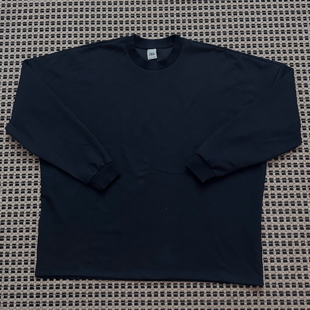 Zara Men’s Black Crewneck Sweatshirt Large NWOT